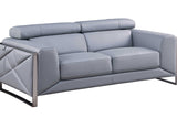front-facing Giorgio Light Blue Italian Leather Sofa