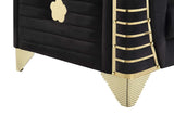 close-up detail of Donovan Black 3-Piece Sectional Sofa upholstery and accents