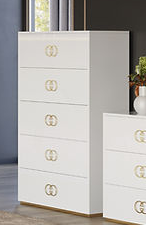 Vogue White and Gold Accent High Gloss Chest