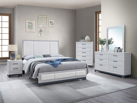 Kevin Light Gray Upholstered Platform Bedroom Set bed headboard view