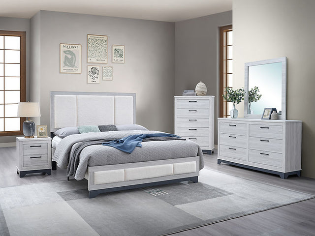 Kevin Light Gray Upholstered Platform Bedroom Set bed headboard view