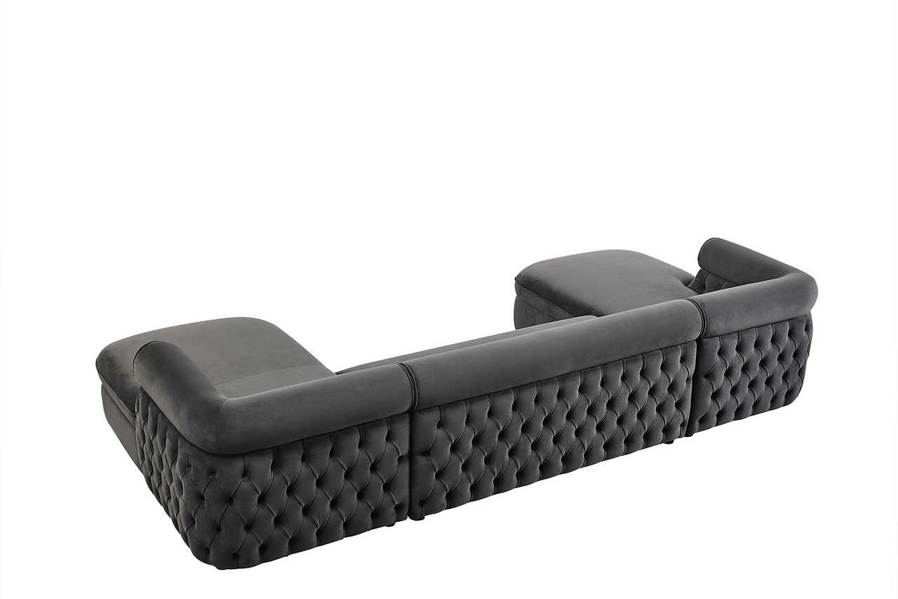 Side angle of Brooklyn Grey Sectional sofa