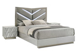 bedroom view of Vera Gray Upholstered LED Platform Bedroom Set bed