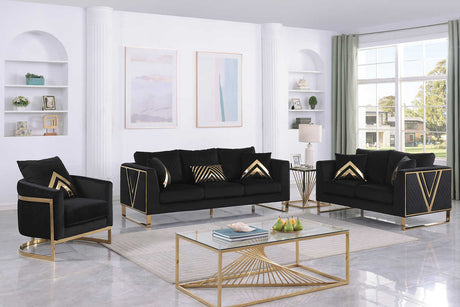 Vista Bonita black velvet sofa and loveseat front view