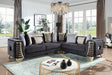 front view of Donovan Black 3-Piece Sectional Sofa