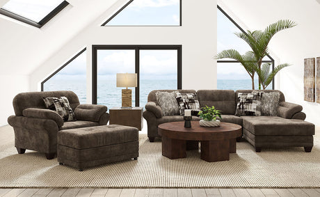 Wonderland Cola 2-Piece sectional sofa with RAF chaise and LAF sofa in brown microfiber upholstery