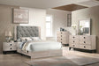 Giza Light Gray Upholstered Tufted Panel Bedroom Set main view of queen bed