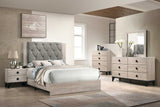 Giza Light Gray Upholstered Tufted Panel Bedroom Set main view of queen bed