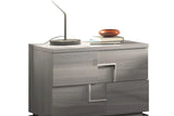 Infinity Gray modern two-drawer nightstand front view