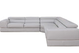 Living room setting with Pella Light Grey Leather Sectional