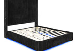 Full front view of Belinda queen bed with LED lights off