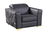 Astra Dark Navy Leather Living Room Set