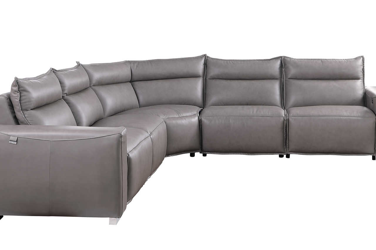 Sierra gray leather reclining sectional corner wedge piece