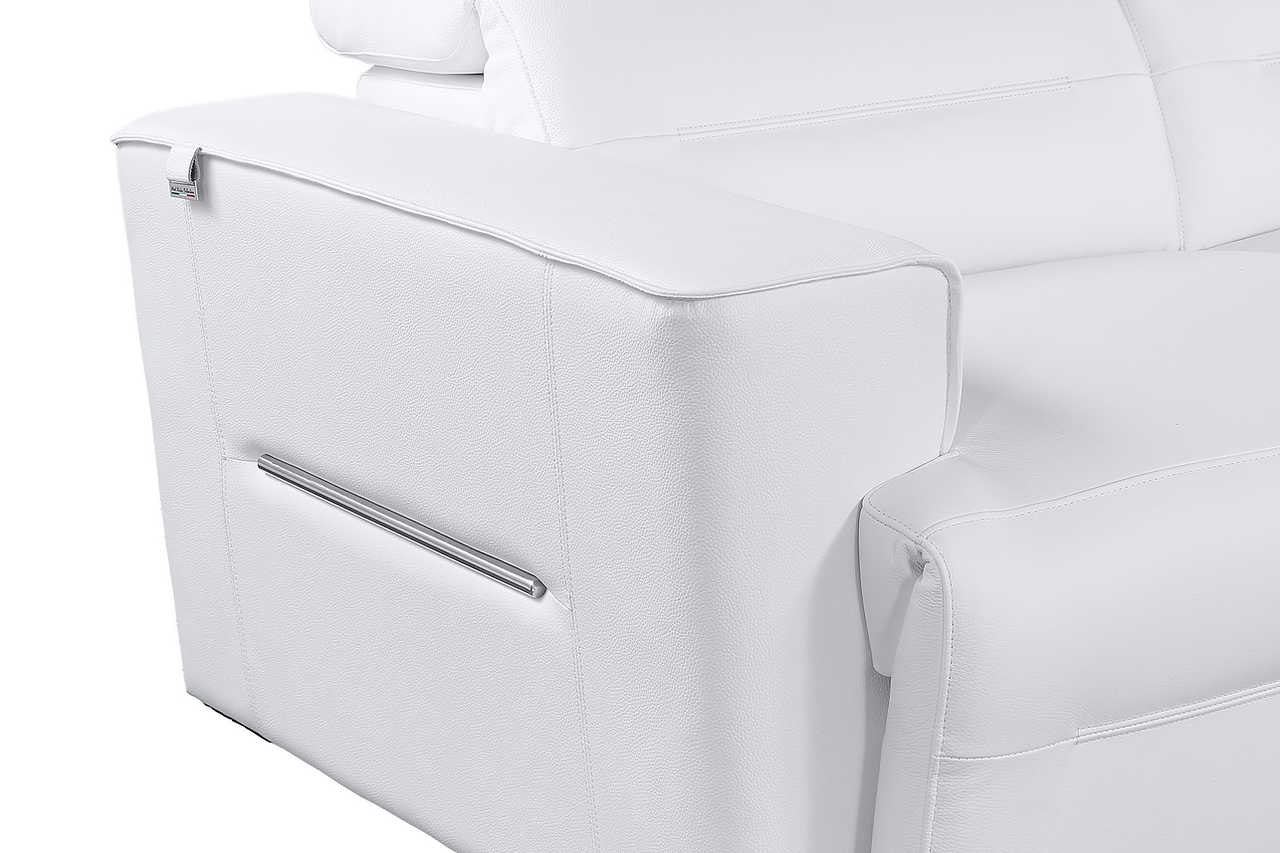 Armless seating section of Nexus white leather sectional