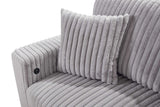 Front angle of Raha Grey Storage Sectional with pull-out bed
