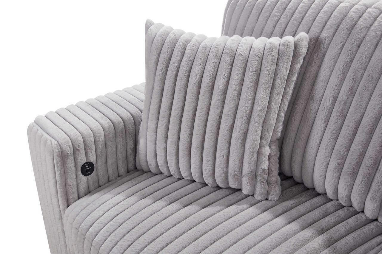 Front angle of Raha Grey Storage Sectional with pull-out bed