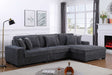 Front view of Comfy II Grey 3-Piece Sectional Sofa