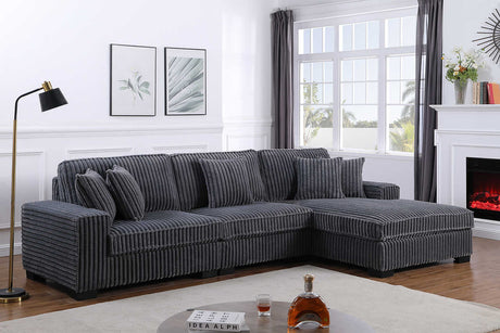 Front view of Comfy II Grey 3-Piece Sectional Sofa