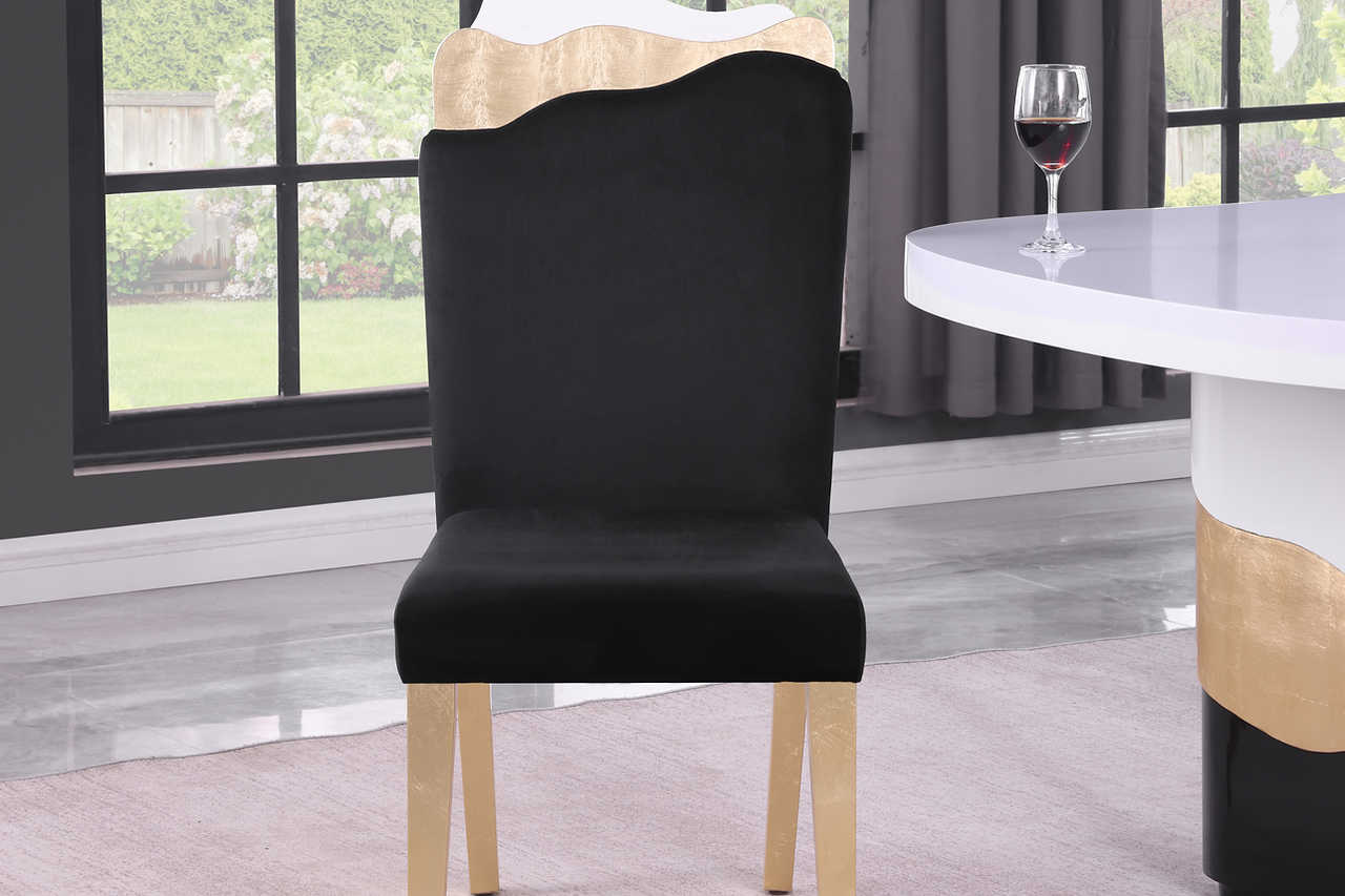 Orion White Black Dining Room Set main view front angle