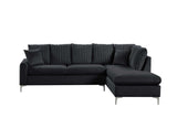 Elina sectional sofa in black velvet, side view