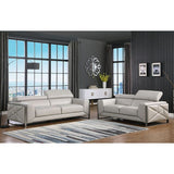 Side view of Giorgio Light Gray Italian Leather Sofa
