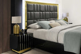 Lila Black Nightstand, close-up of drawer details