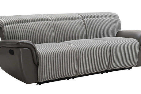 Closeup of grey thick stripe fabric upholstery