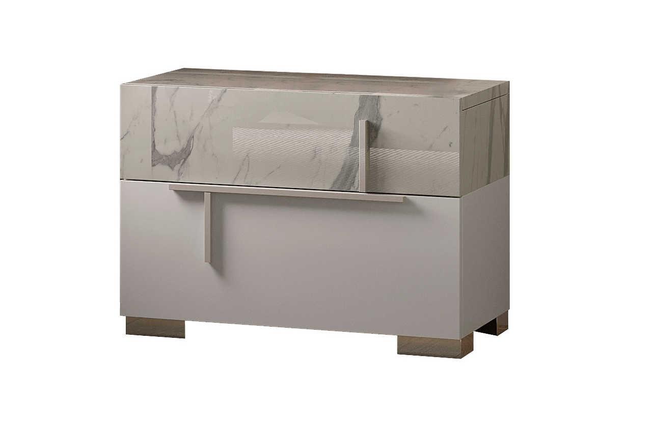 Sunset II White Marble Top Solid Wood Chest full view