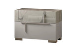 Sunset II white nightstand with marble top and two drawers front view