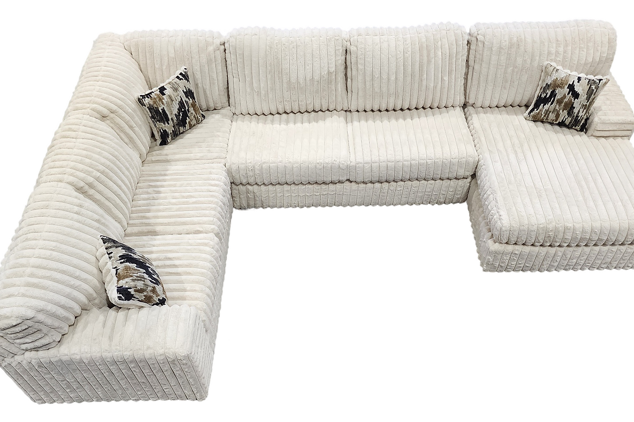 Close-up detail of Austin Ivory 3-Piece Sectional fabric and stitching