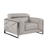 Side angle of Giorgio Light Gray Italian Leather Sofa