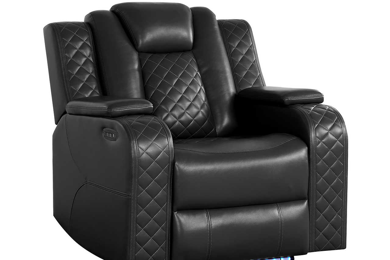 Close-up of Eclipse sofa power reclining controls and USB ports