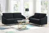 Side view of Lila Black living room set sofa and loveseat