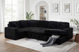 Front view of Raha Black Storage Sectional Sofa with Pull-Out Bed