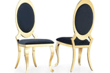 Dily Oval Velvet Dining Chair close-up of velvet upholstery and gold legs