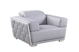 Hexor light blue Italian leather 3-piece set sofa loveseat and chair