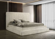 Micah Cream Upholstered Platform King Bed angled front view