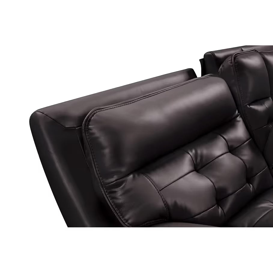 Side view of Starlight brown leather reclining sectional