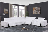 Picasso Sectional front view showing white leather match upholstery