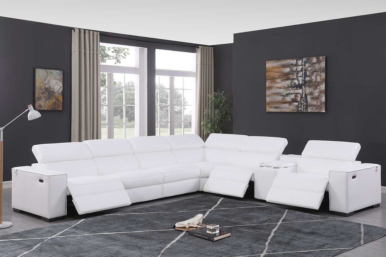 Picasso White 7-Piece 3 Power Reclining Sectional