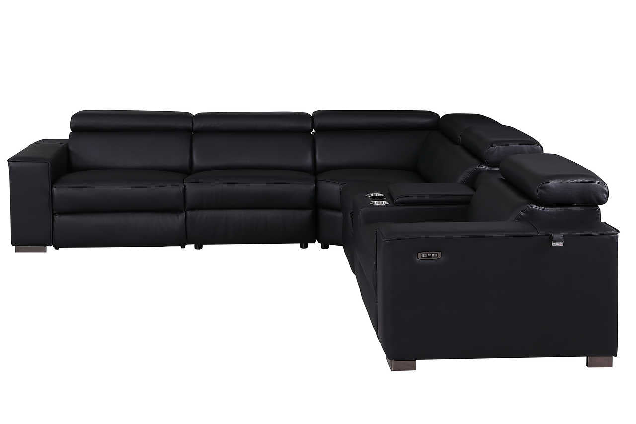 Close-up of cupholders and wireless charger on Picasso sectional console
