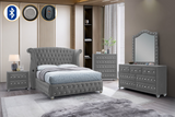 Side view of Divina Gray Chest with Bluetooth speaker panel