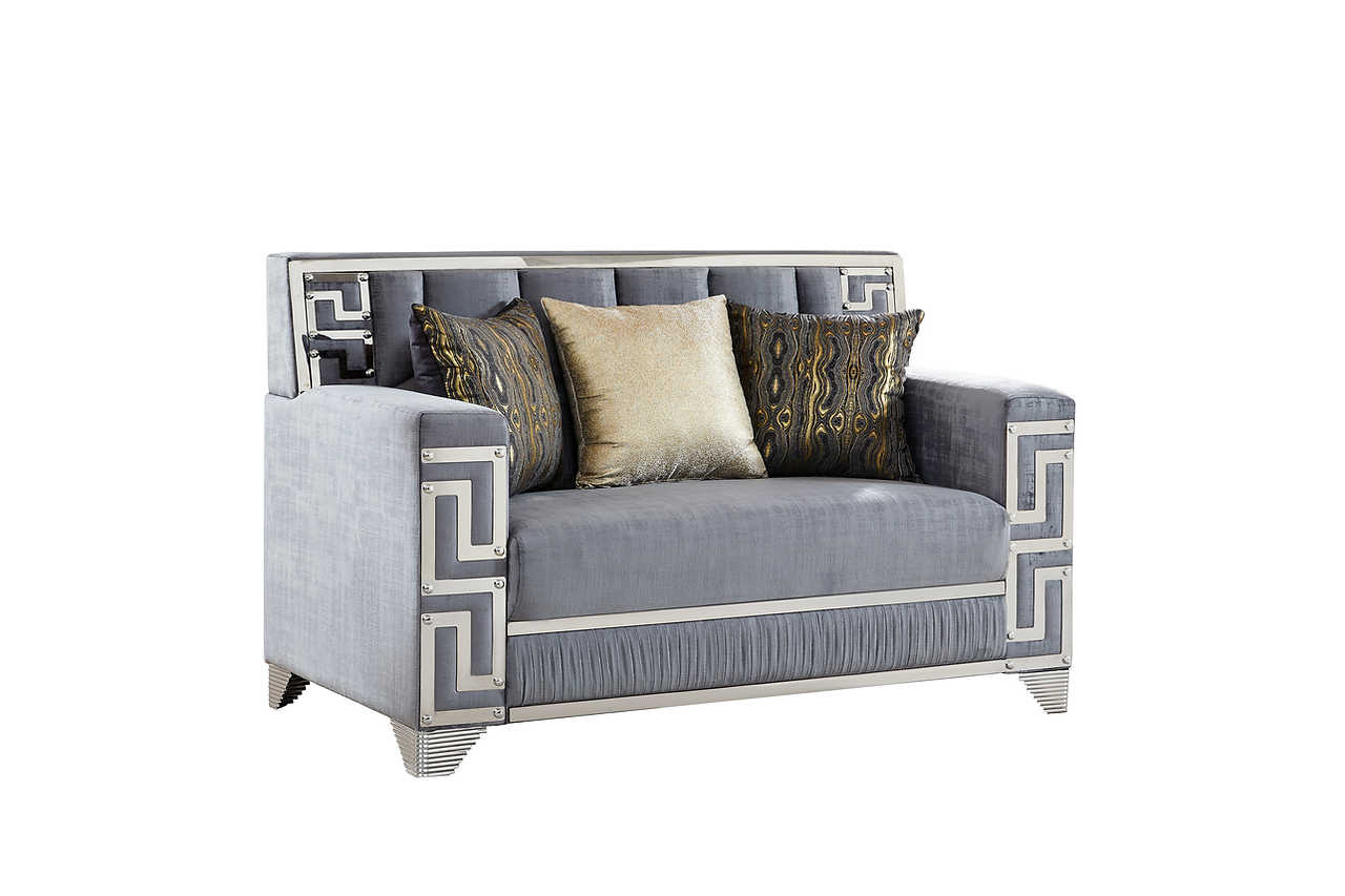 Back view of Hira Grey Chair showing sleek design