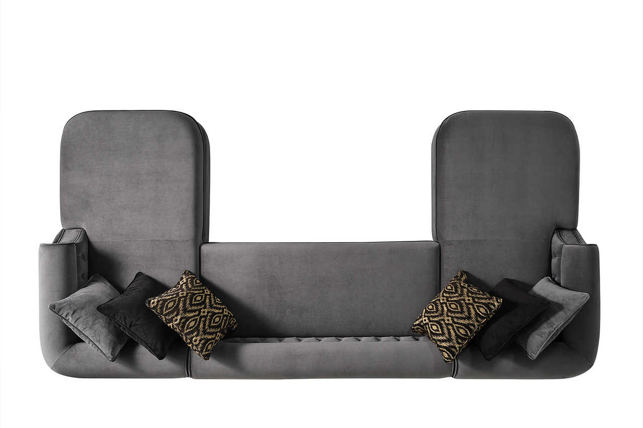 Side perspective of Brooklyn Grey Sectional sofa