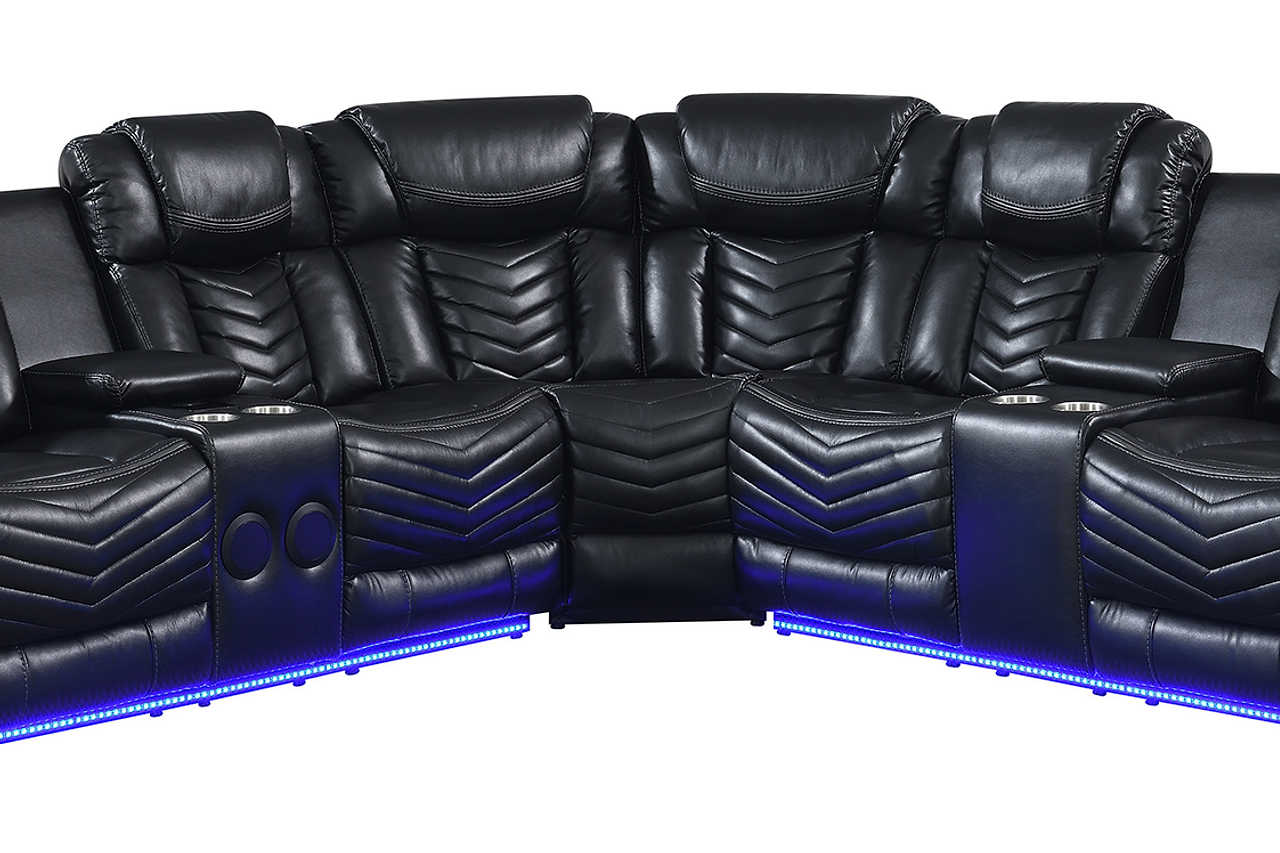Lucky Charm wedge piece of black power reclining sectional