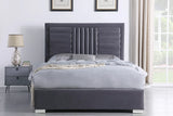 Grey Queen Upholstered Platform Bed angled view