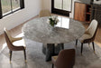 Luxe Faux Marble Dining Table top angle showing grey faux marble surface