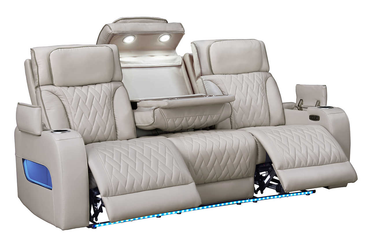Recliner chair side view with illuminated LED arm