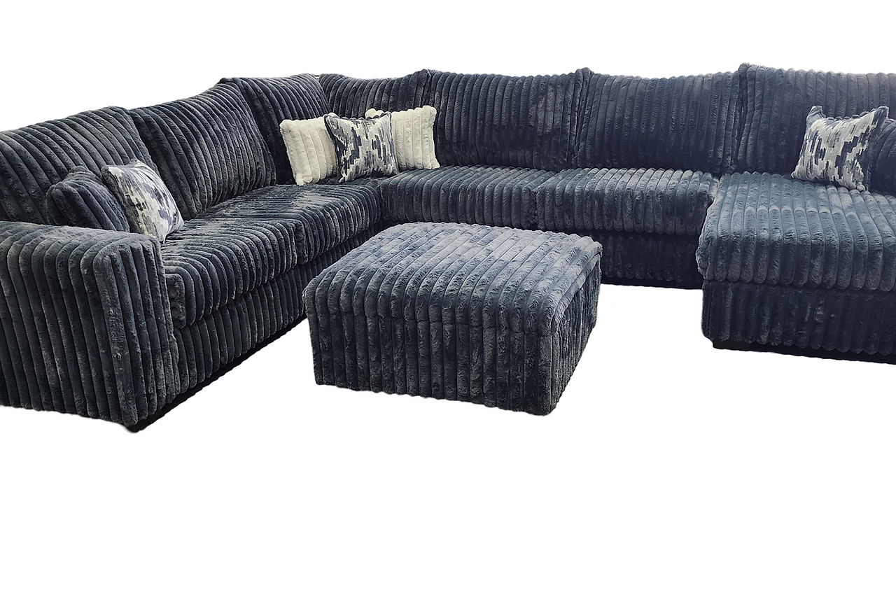Texan Gray Corduroy Sectional sofa side view