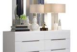 Opened drawer of premium white solid wood chest